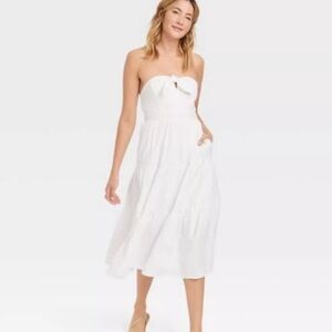 Universal Thread White Strapless Cotton Midi Dress - NWT!